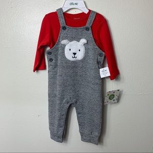 LITTLE ME 2PC OVERALL SET 6 MO